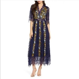NWT Foxiedox Josefine Lace & Clip Dot Midi Dress